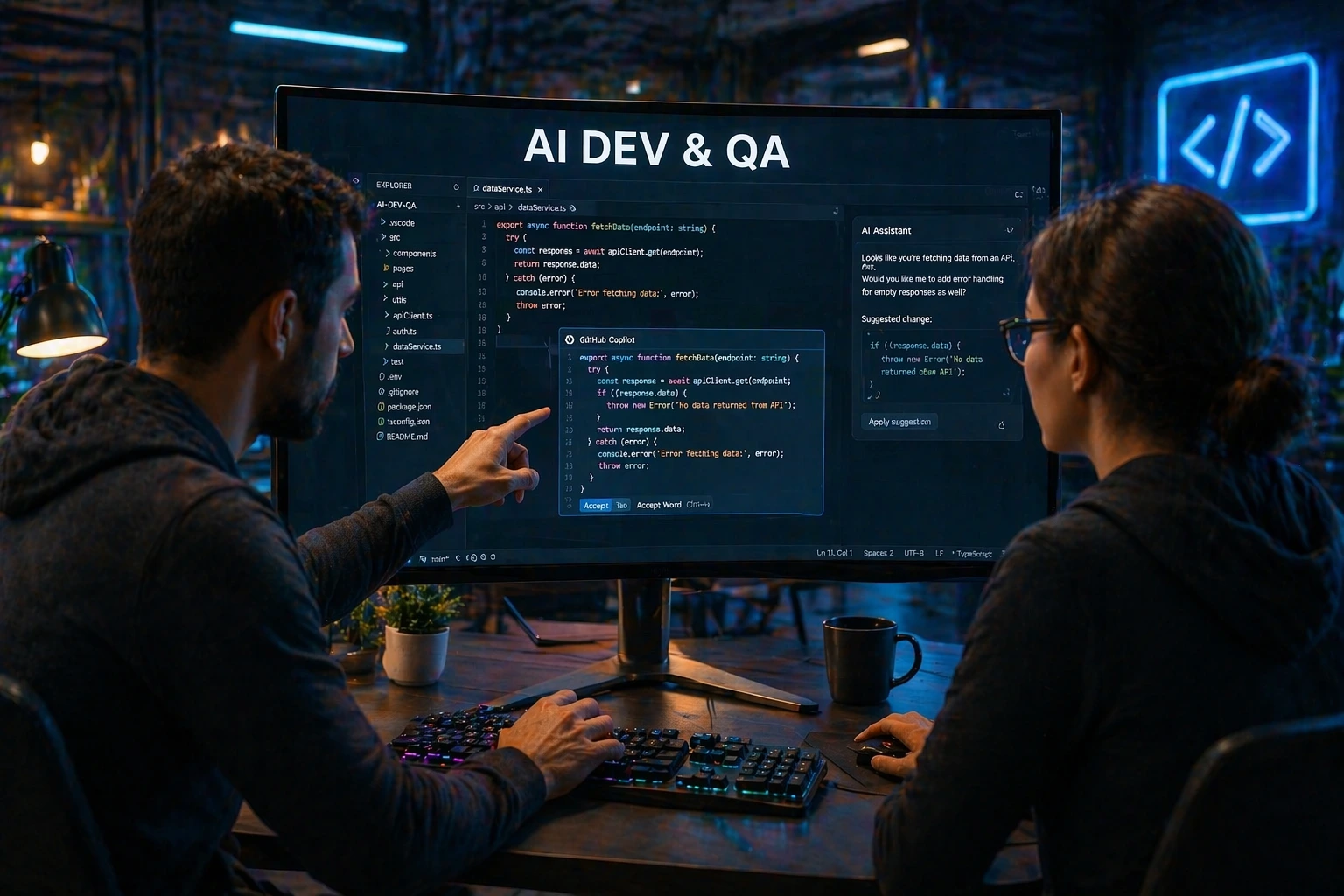 AI-Assisted Development & QA – основно изображение